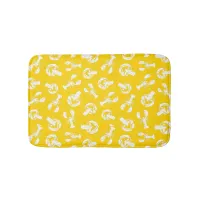 Yellow White Lobster Pattern Bath Mat