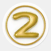 Gold Balloon Number 2 Round Sticker