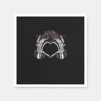 Skeleton Hand Heart USA Patriotic American Bold  Napkins
