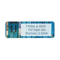 Blue Painted Antique Door Wedding Address Label