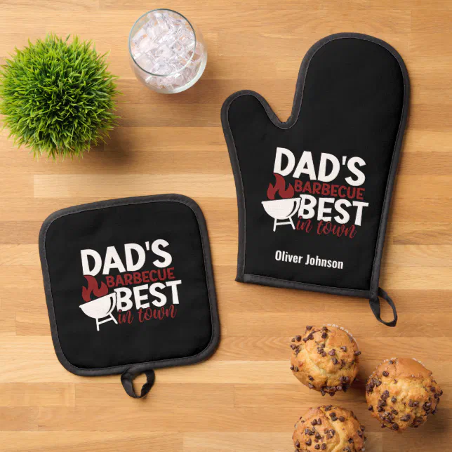 Dad's Barbecue The Best In Town Father's Day Oven Mitt & Pot Holder Set