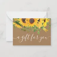 Sunflower Kraft Small Business Gift Certificate Note Card