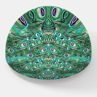 Peacock feathers, abstract - pattern in acrylic paperweight