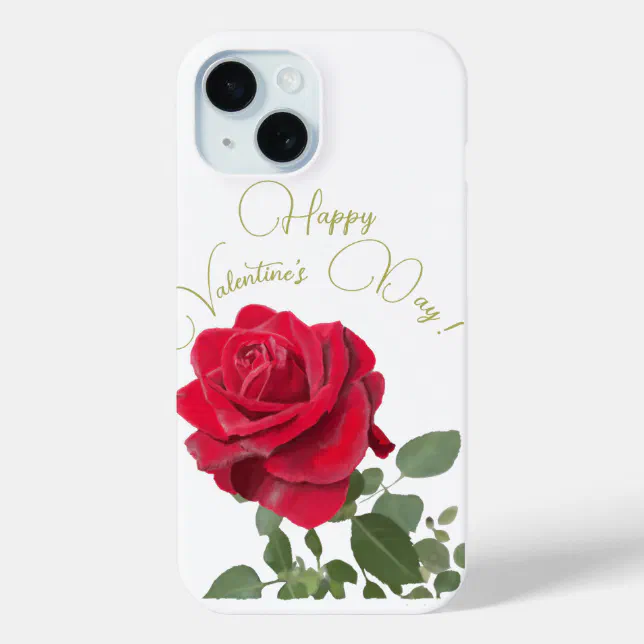 Hand painted red rose iPhone 15 case