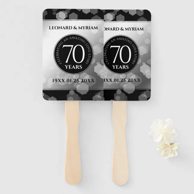 Elegant 70th Platinum Wedding Anniversary Hand Fan