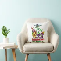 Let The Shenanigans Begin Mardi Gras Throw Pillow