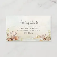 Tropical Beach Seashells Coastal Wedding Website Enclosure Card