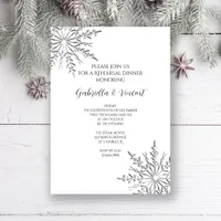 Snowflake Winter Wedding Rehearsal Dinner Invitation