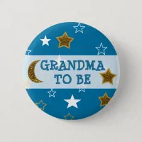 Grandma to be Blue and Gold Stars Button