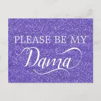 Purple Glitter Dama Quinceanera Dama Proposal Invitation Postcard