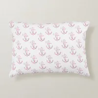 Nautical Accent Pillow | Pink Watercolor Anchor Co