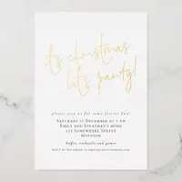 Elegant Script Its Christmas Lets Party Luxury Foil Invitation