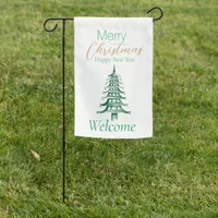 Green Pagoda Christmas Tree Welcome Garden Flag