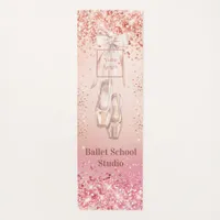 Rose gold pink glitter ballet dance school logo yoga mat