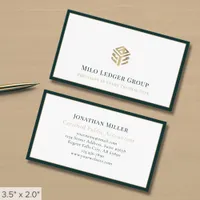 Luxury Logo Dark Green Border Business Card