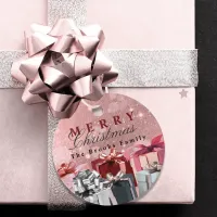 Elegant Pink Silver Wrapped Gift Boxes Christmas