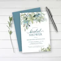 Dusty Blue Eucalyptus Greenery Bridal Shower Invitation