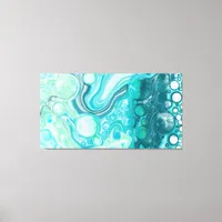 Blue, Turquoise Sea Waves and Bubbles     Canvas Print