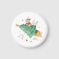 Flying Christmas Tree Santa Cat   Magnet