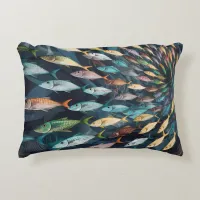 Cute shole of colorful fish accent pillow