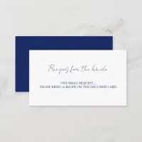 Navy and White Bridal Shower Recipe Enclosure Card