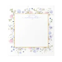 Whimsical Wildflower Floral Frame With Gold Notepad