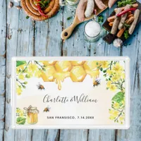 Bees honey yellow florals wedding  acrylic tray