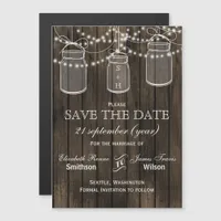 Barn wood mason jars save the date magnetic invitation