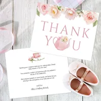 Pink Tea Party Baby Shower Thank You Card 