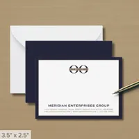 Dark Navy Blue Corporate Logo Business Note Card