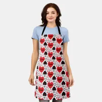 Stylish Trendy Red And Black Love Hearts Pattern Apron