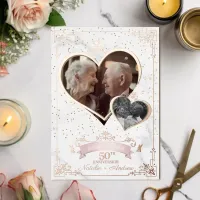 Rose Gold Anniversary Photo of Then & Now  Foil Invitation