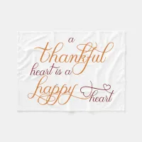 thankful heart is a happy heart thanksgiving fleece blanket