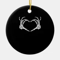 Skeleton Hand Heart Sign Costume Funny Halloween Ceramic Ornament