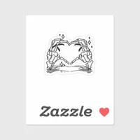 Skeleton Hand Heart Funny Design Sticker