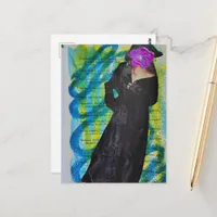 Pretty Pirate Lady With Purple Flower Face Postcard