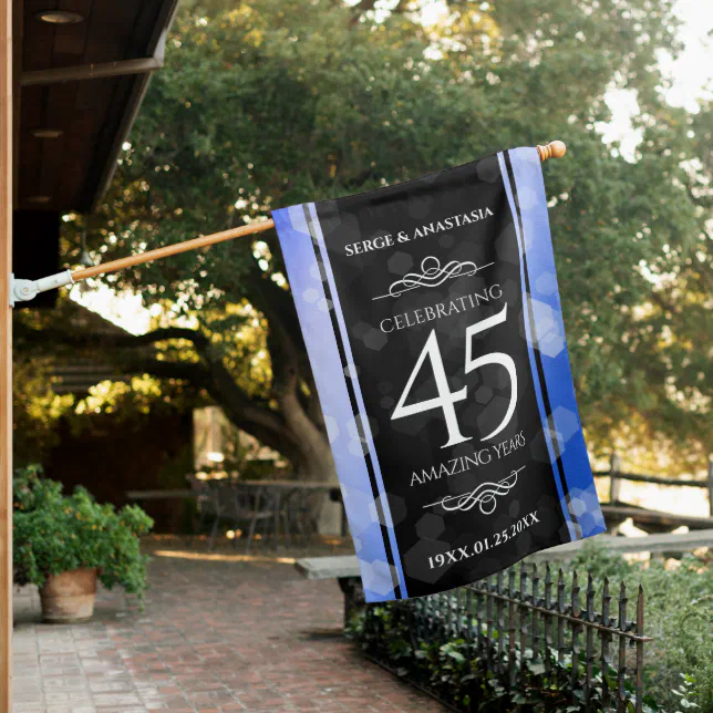 Elegant 45th Sapphire Wedding Anniversary House Flag