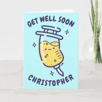 Happy Yellow Blue Cartoon Syringe Get Well Soon Card