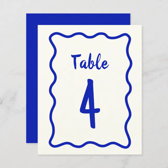 Handwritten Bold Wavy Bridal Shower Table Number