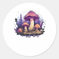 Whimsigoth Mushrooms And Crystals Classic Classic Round Sticker