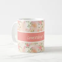 Abstract Watercolor Small Peach Pink Flowers Coffee Mug