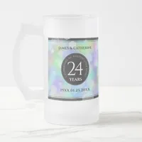 Elegant 24th Opal Wedding Anniversary Celebration Frosted Glass Beer Mug