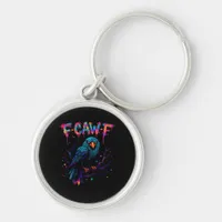 F Caw F Funny Bird Crow Raven Pun Joke Saying Keychain