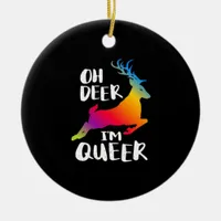 Oh Deer Queer Pride Minimal Artistic StyleOrnament Ceramic Ornament