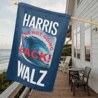 'Blue Wave' Kamala Harris - Tim Walz Weatherproof  House Flag