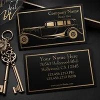 Vintage Classic Car Gold Foil Luxury Spot Gloss Business Cards