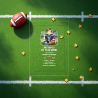 First Year Down Football 1st Birthday Party Acrylic Invitations