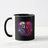 Skeleton Hands Holding Heart Retro Tattoo Style Mug