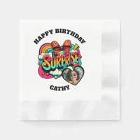 Personalized Pop Art Retro Birthday Photo Napkins