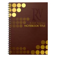 Funky Chocolate+ Gold Buttons Monogram Notebook